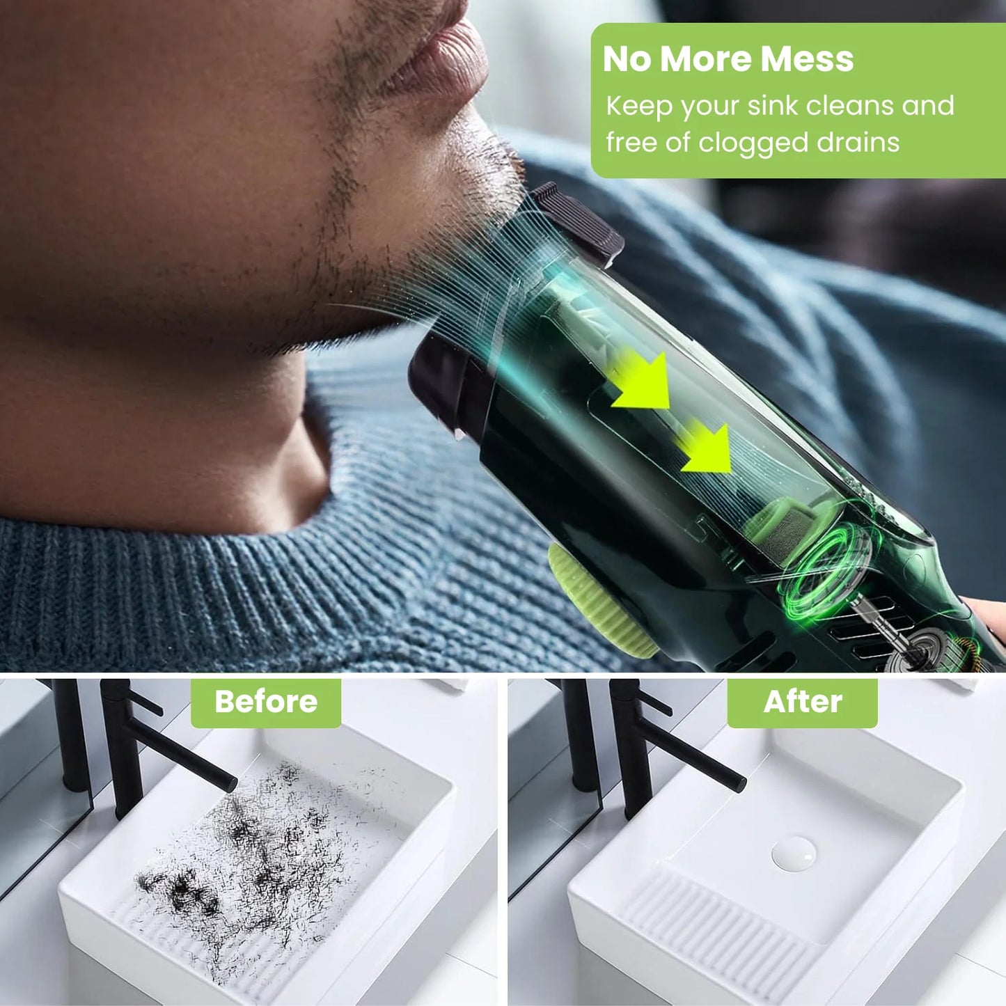 Mess-Free Beard Trimmer with Built-In Vacuum β Precision Grooming, Zero Cleanup