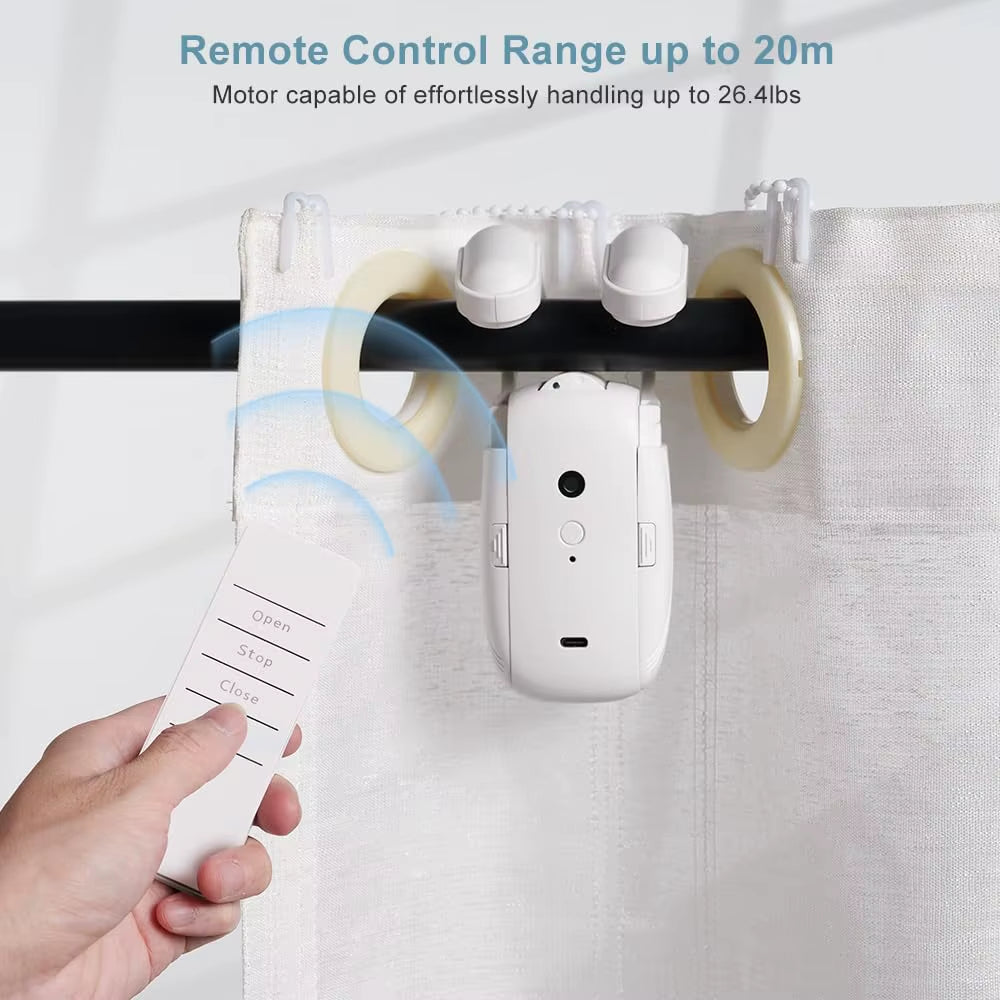 Smart Remote-Controlled Curtain Opener - Remote-Controlled and Motorized Curtain Robot