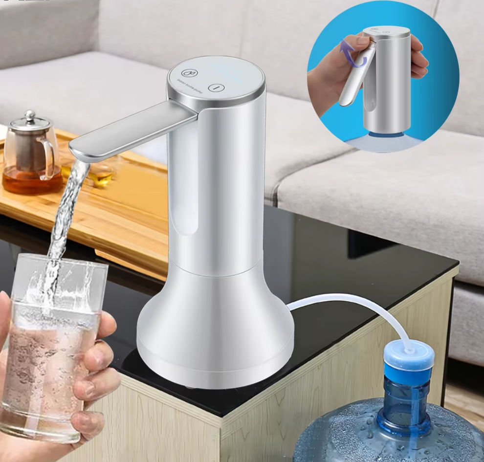 Rechargeable Smart Water Pump โ LCD Display & 3-Mode Auto Dispenser