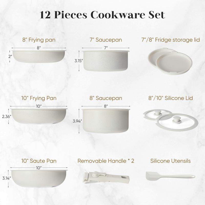 12-Piece Nonstick Cookware Set | Stackable, Induction & Oven Safe
