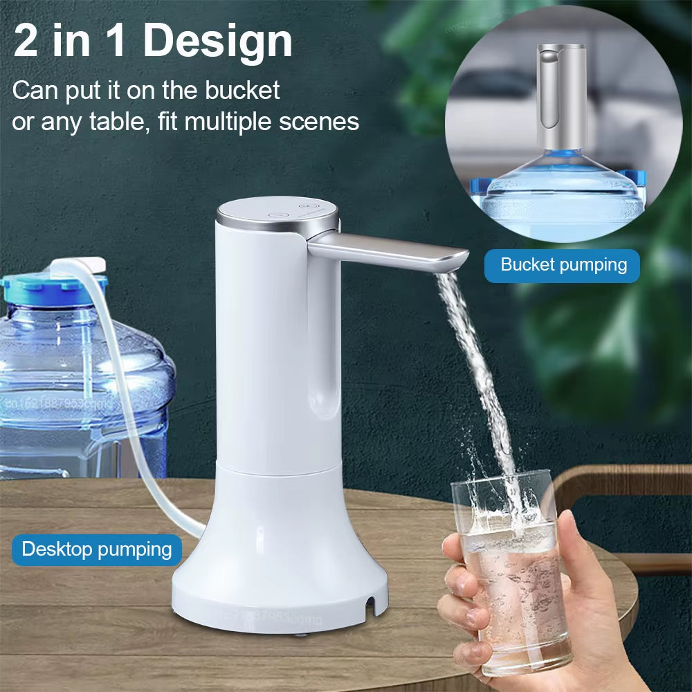 Rechargeable Smart Water Pump โ LCD Display & 3-Mode Auto Dispenser