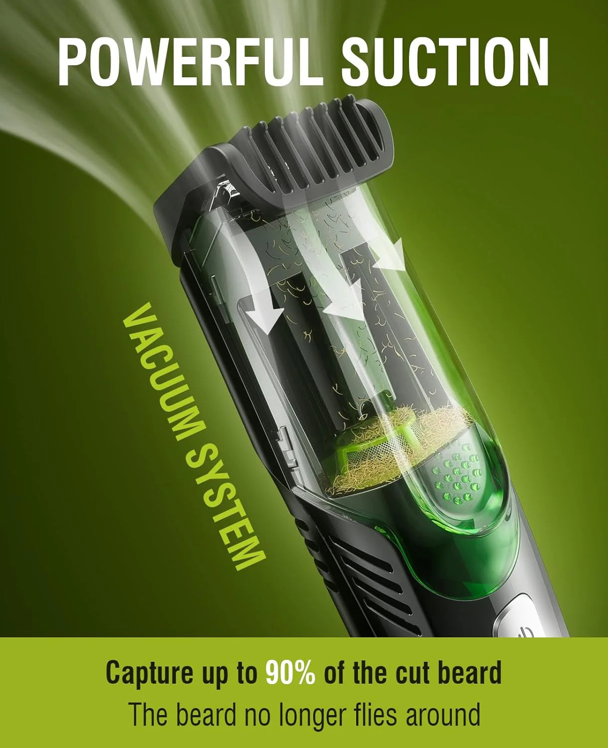 Mess-Free Beard Trimmer with Built-In Vacuum β Precision Grooming, Zero Cleanup