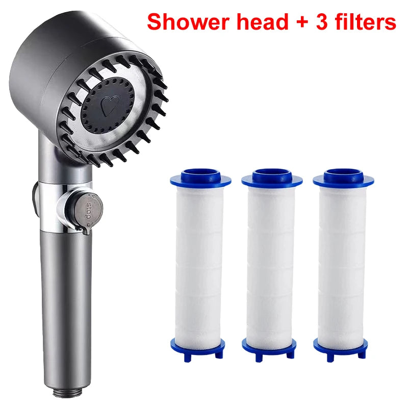 4-Mode High-Pressure Filtered Showerhead | Water-Saving & Massage