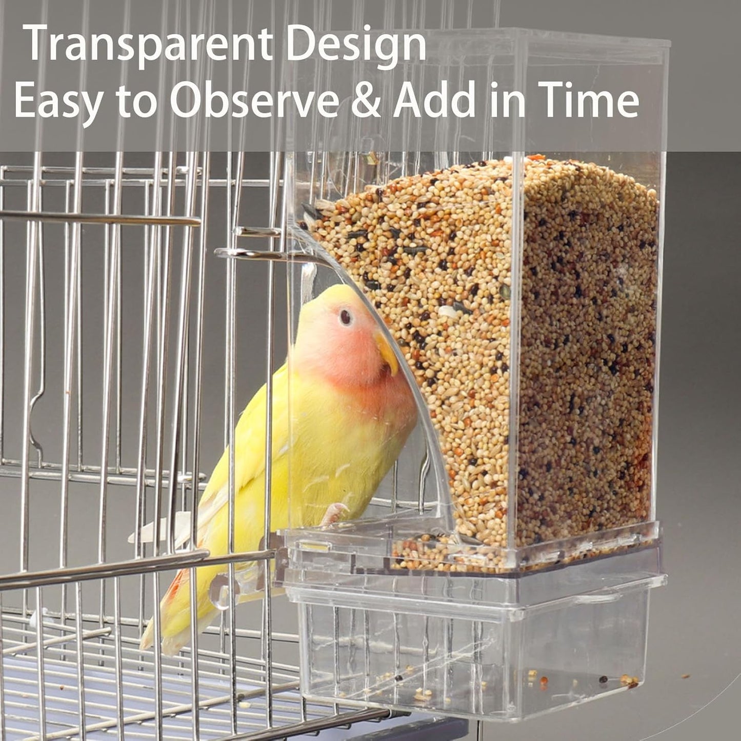 Automatic Bird Feeder & Water Dispenser Set – Clear Acrylic Cage Feeder