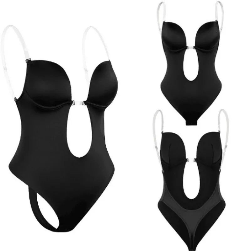 Backless U-Plunge Invisible Shaper Bodysuit – Push-Up, Waist Slimming & Seamless Fit