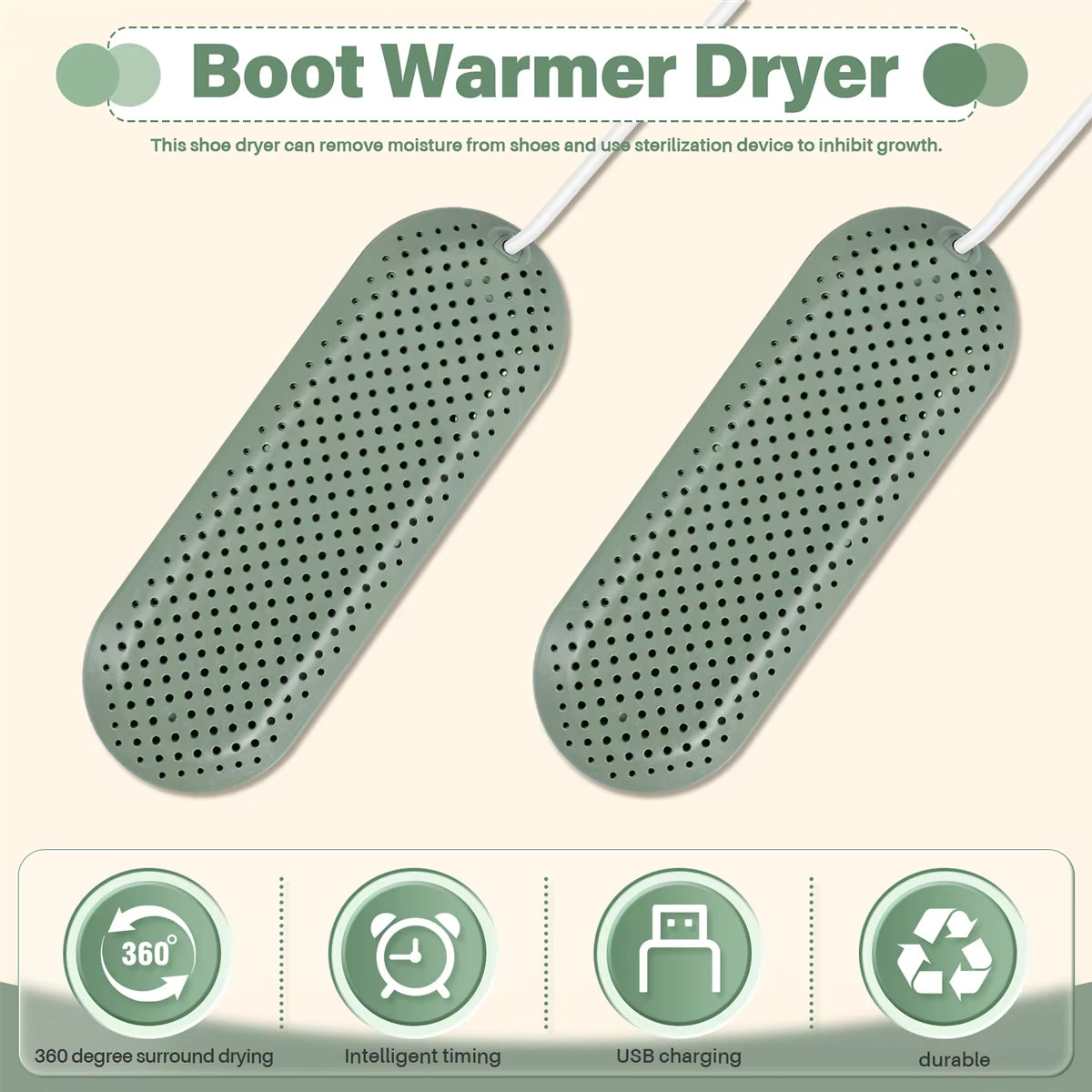 Portable USB Shoe Dryer & Deodorizer – Fast Heating & Smart Timing