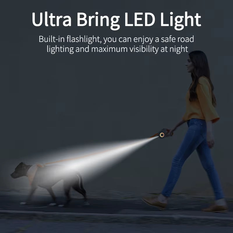Retractable LED Dog Leash – Automatic, Luminous & Tangle-Free