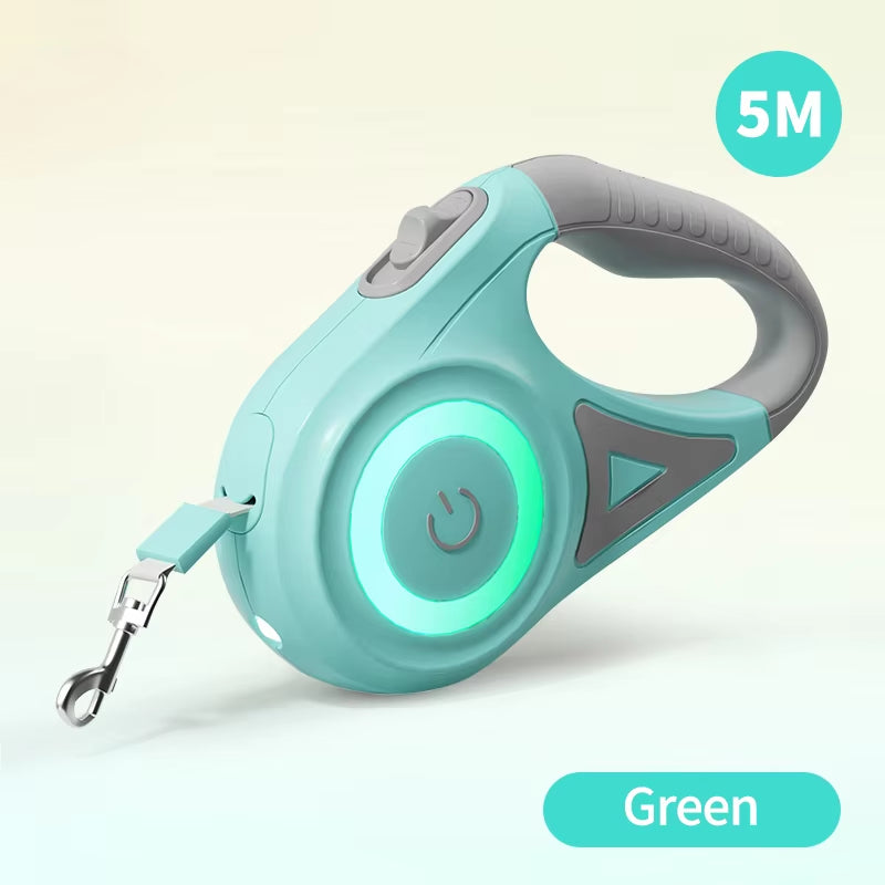 Retractable LED Dog Leash – Automatic, Luminous & Tangle-Free