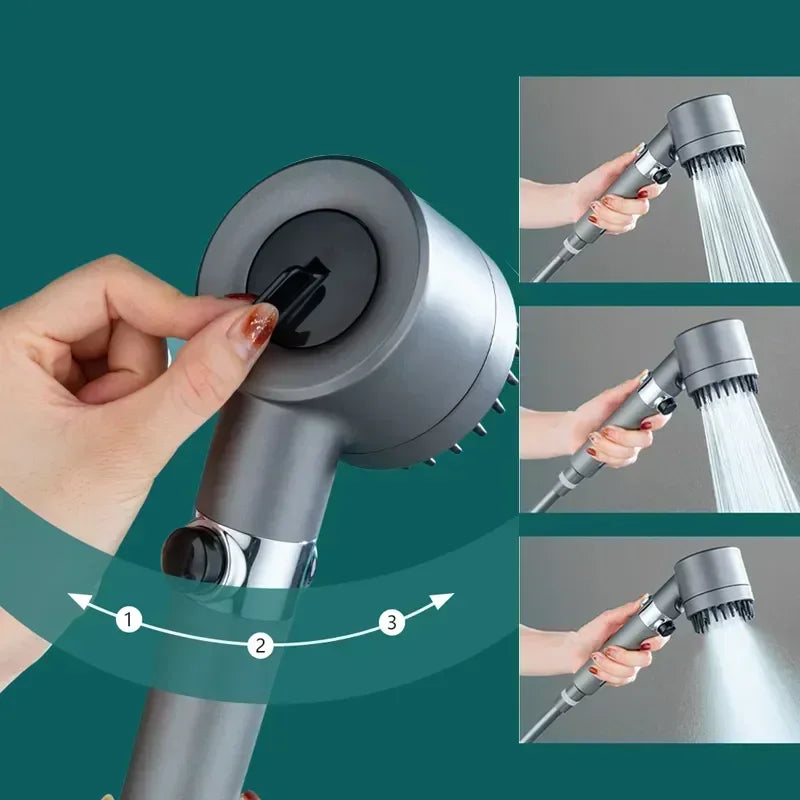 3-Mode High-Pressure Shower Head with Filter – Adjustable Spray for a Spa-Like Experience