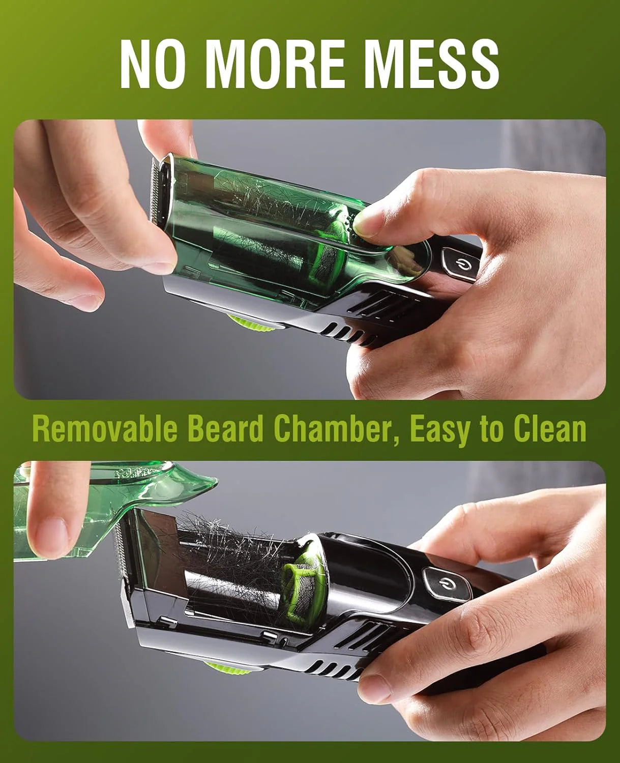 Mess-Free Beard Trimmer with Built-In Vacuum β Precision Grooming, Zero Cleanup