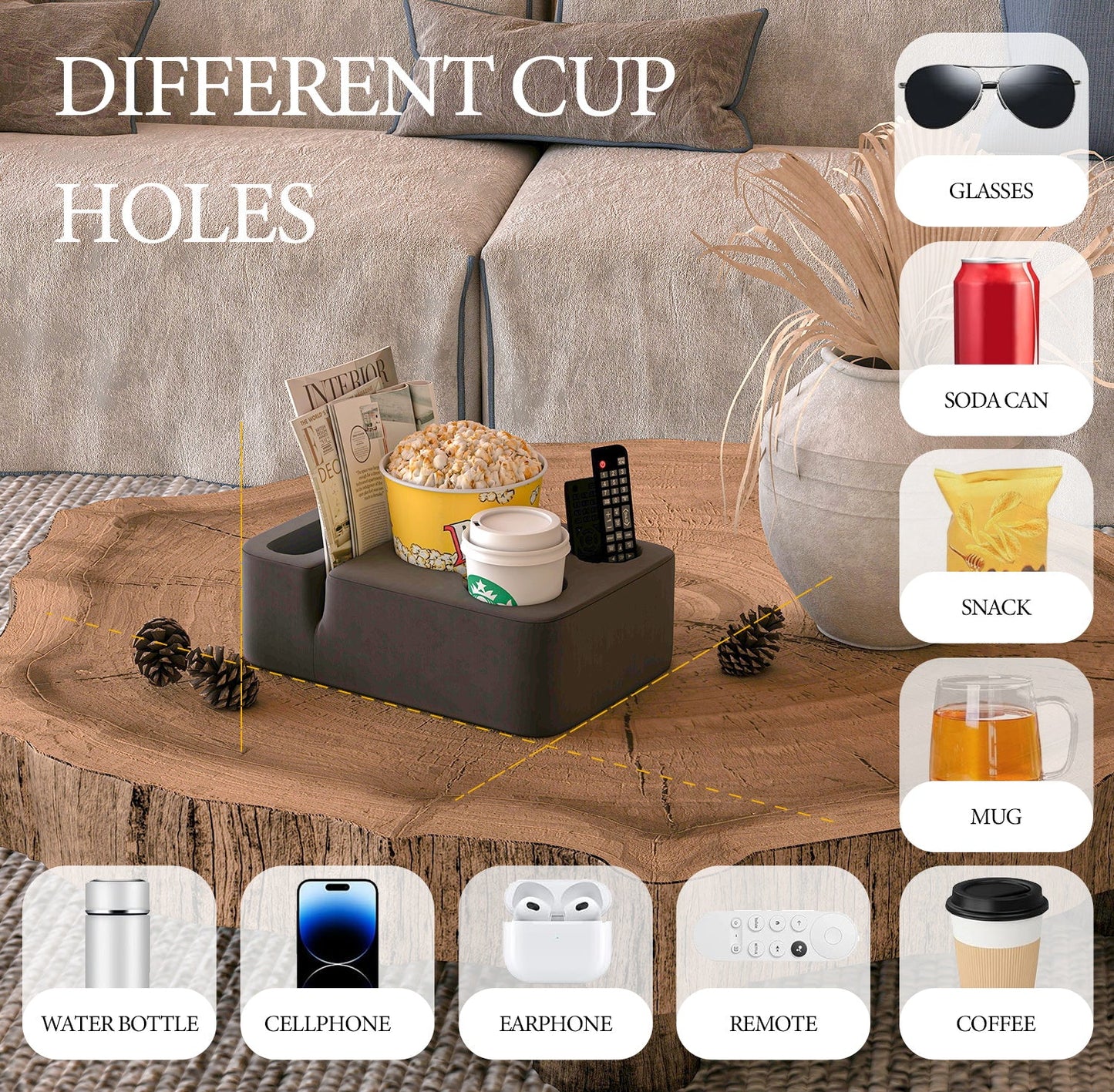 Couch Caddy Holder Pillow - Sofa Organizer