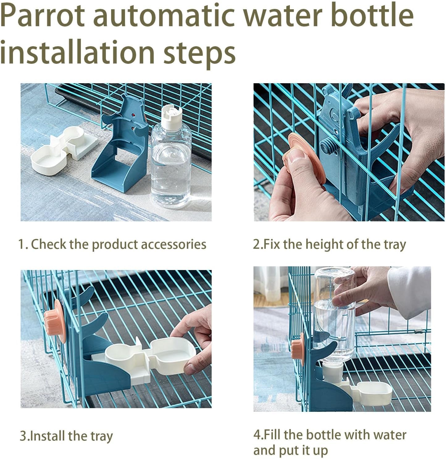 Automatic Bird Feeder & Water Dispenser Set – Clear Acrylic Cage Feeder