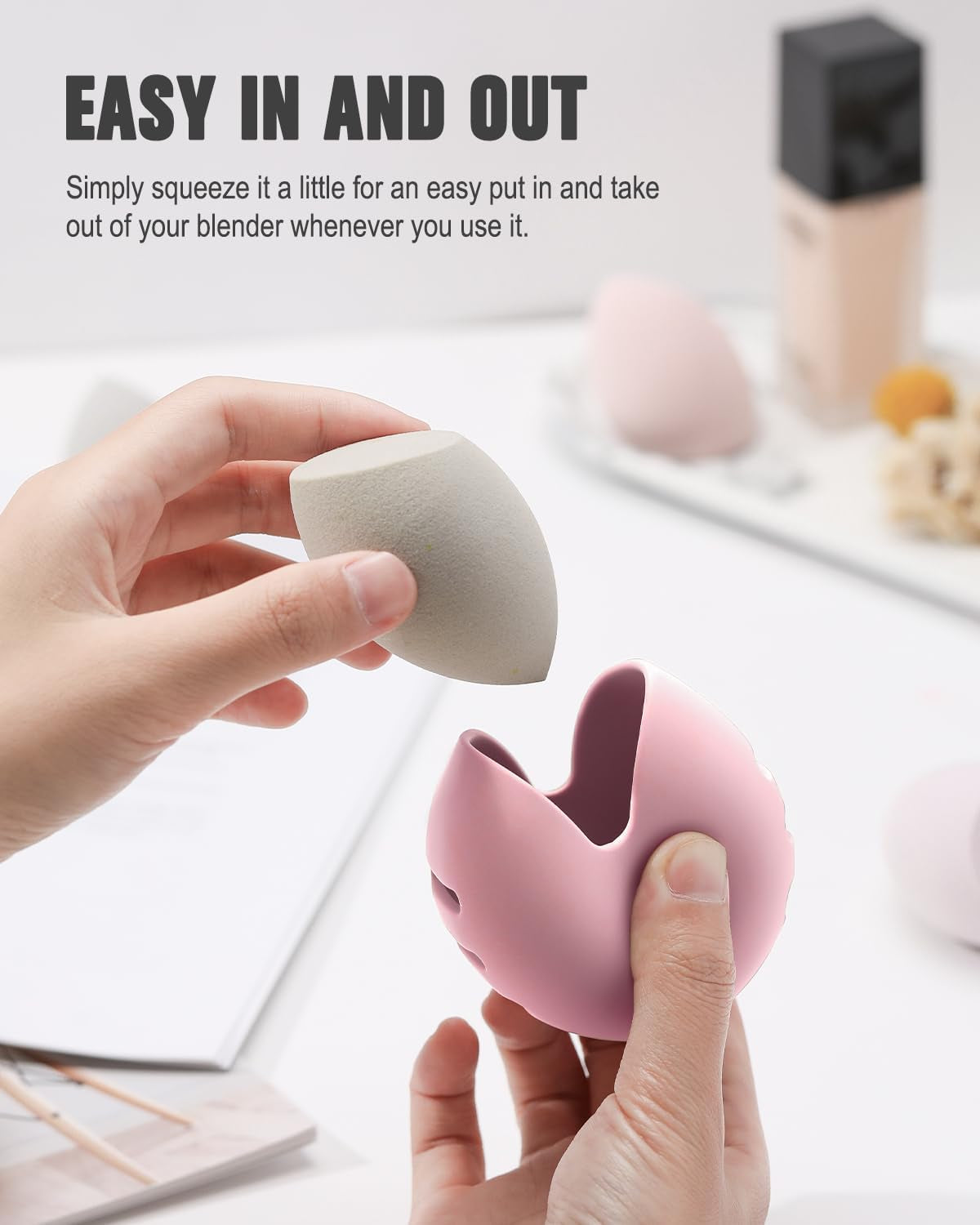 Silicone Makeup Sponge Holder – Travel-Friendly, Ventilated & Shatterproof