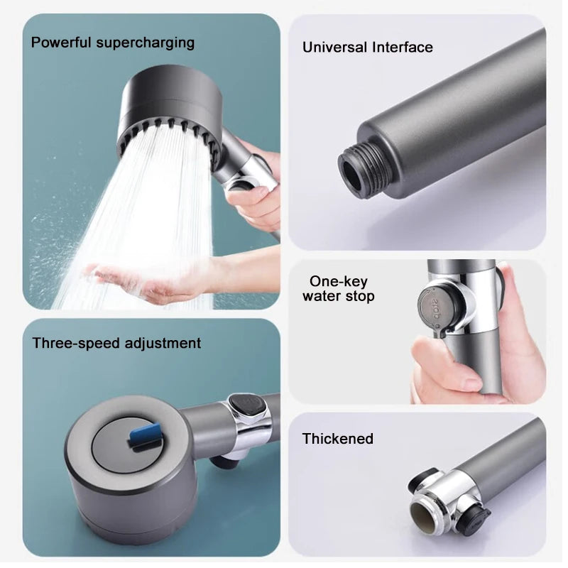 4-Mode High-Pressure Filtered Showerhead | Water-Saving & Massage