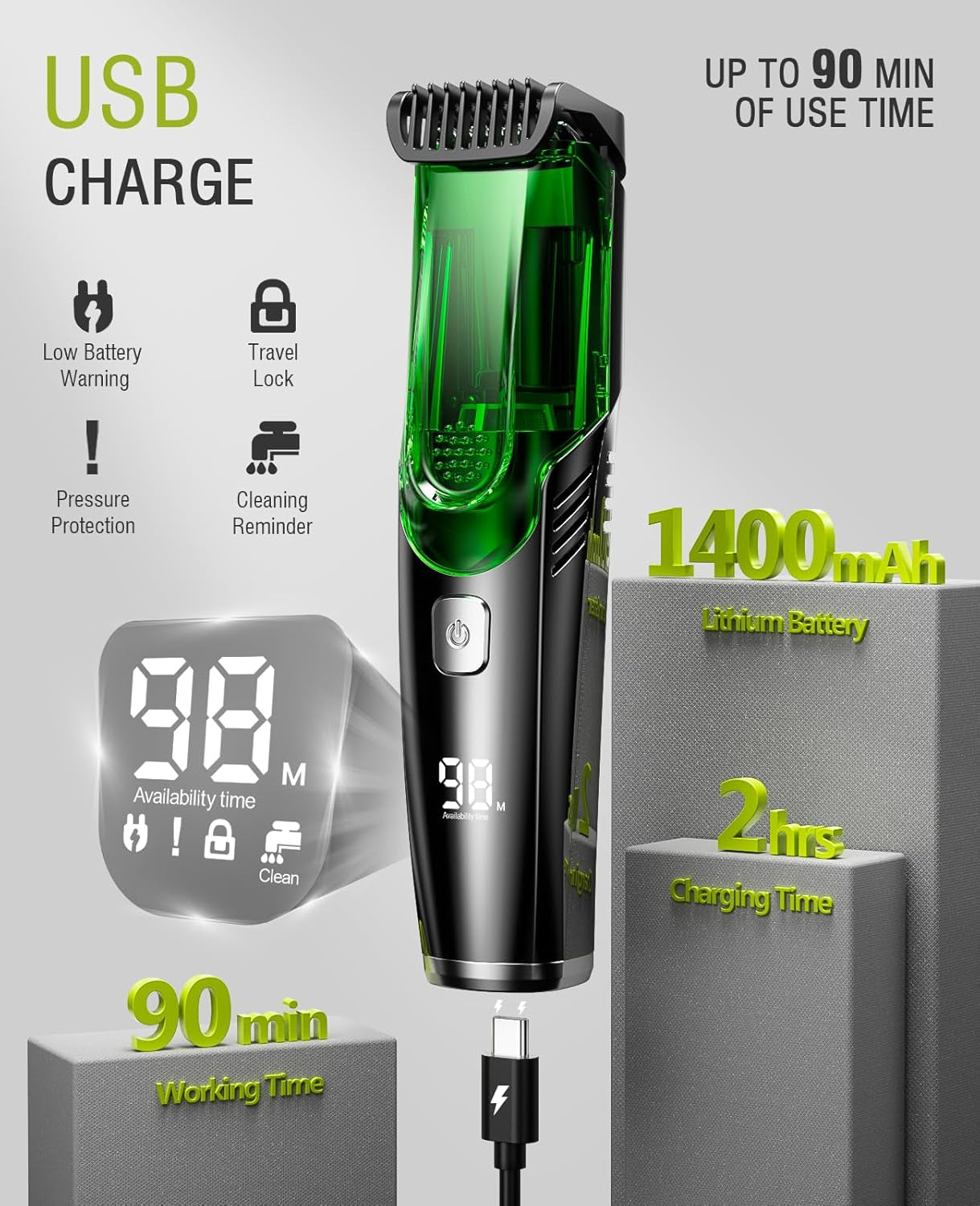 Mess-Free Beard Trimmer with Built-In Vacuum β Precision Grooming, Zero Cleanup