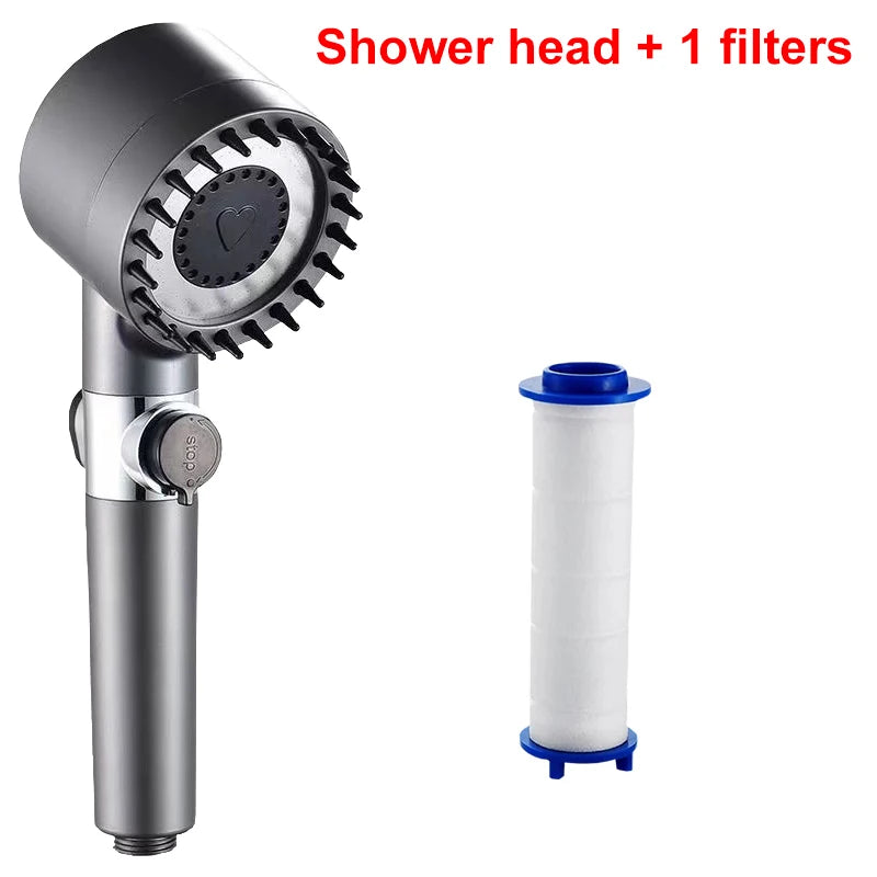 4-Mode High-Pressure Filtered Showerhead | Water-Saving & Massage