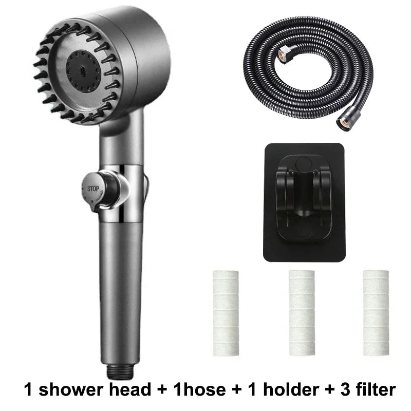 3-Mode High-Pressure Shower Head with Filter – Adjustable Spray for a Spa-Like Experience