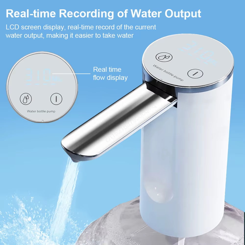 Rechargeable Smart Water Pump โ LCD Display & 3-Mode Auto Dispenser