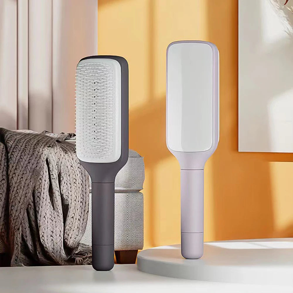 Rotating Self-Cleaning Hair Brush – Anti-Static & Scalp Massaging Comb
