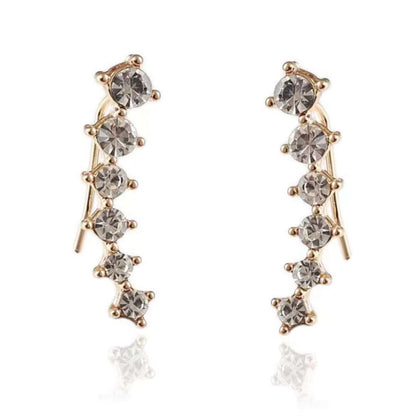 Gold Rhinestone Ear Clip Earrings