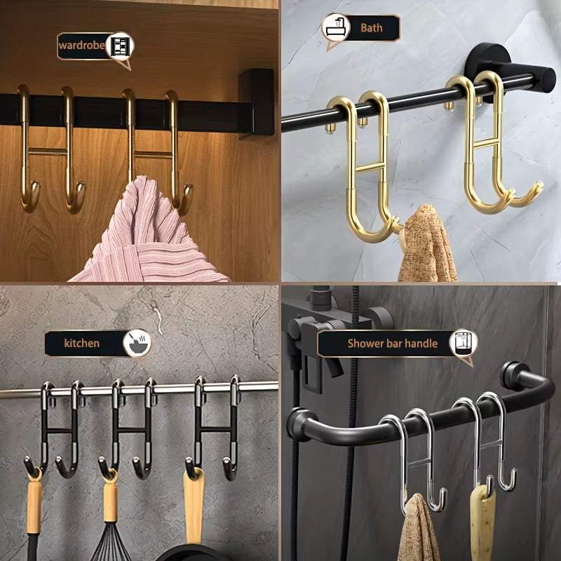 Stainless Steel Over-the-Door Shower Hooks – No-Drill Towel & Utility Hangers