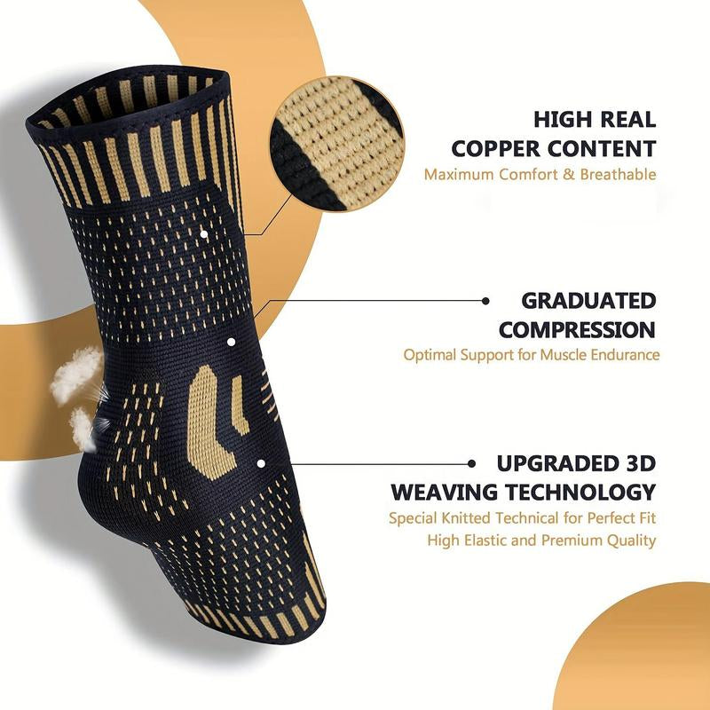 Copper Ankle Compression Sleeve – Breathable, High-Stretch Support for Sports & Recovery