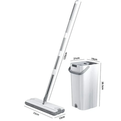 Professional title: "Floor Magic Flat Squeeze Mop with Bucket - Hands-Free Cleaning System with Microfiber Pad, 360° Rotation, and Self-Wringing Mechanism"